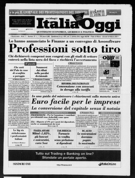 Italia oggi : quotidiano di economia finanza e politica